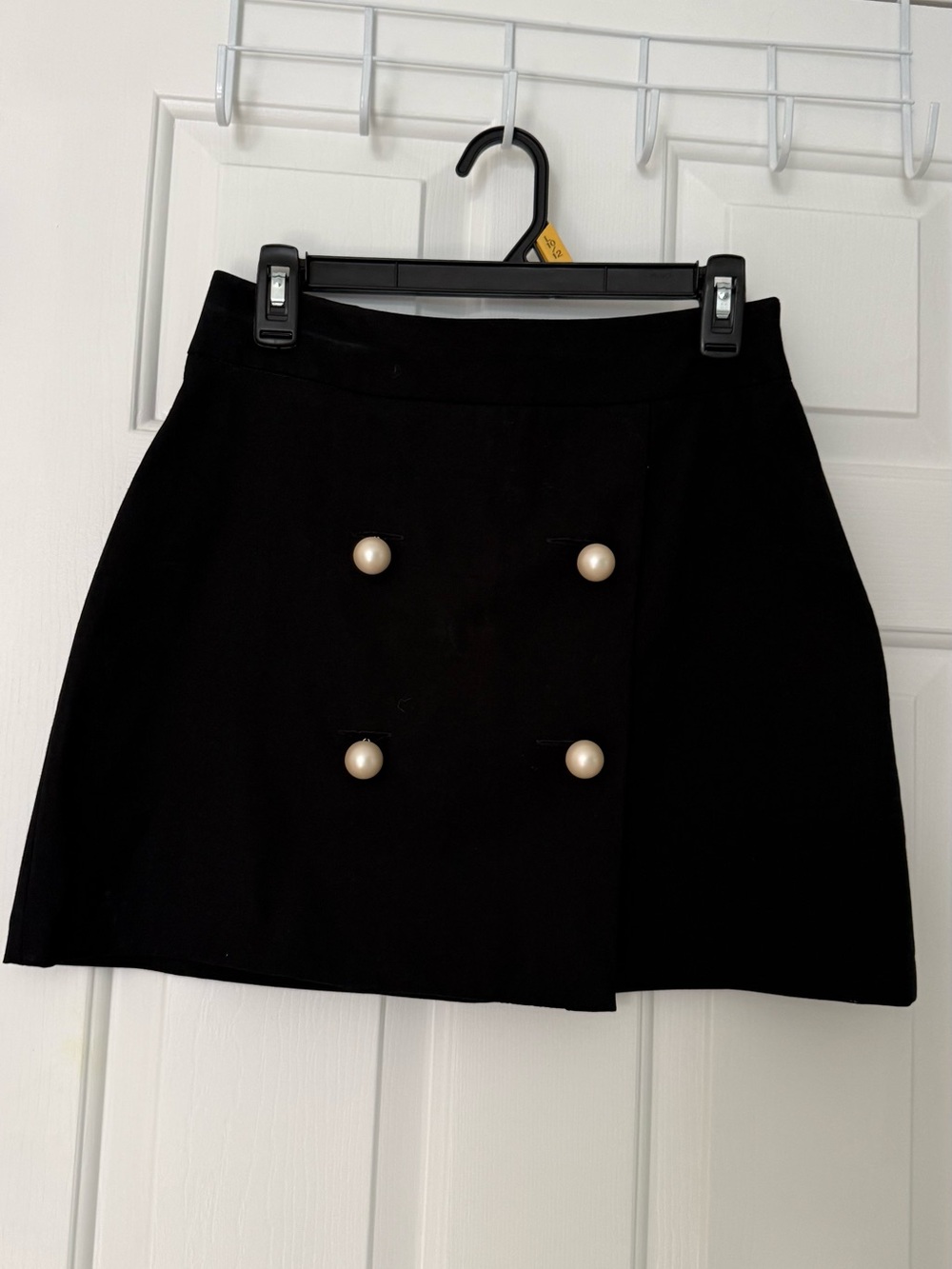 Zara Black Mini Skirt with Pearl Button Detail